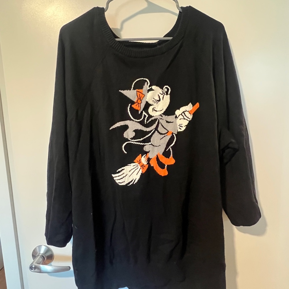 11. NWOT Black Women’s Sweater with Minnie Mouse Witch Design
